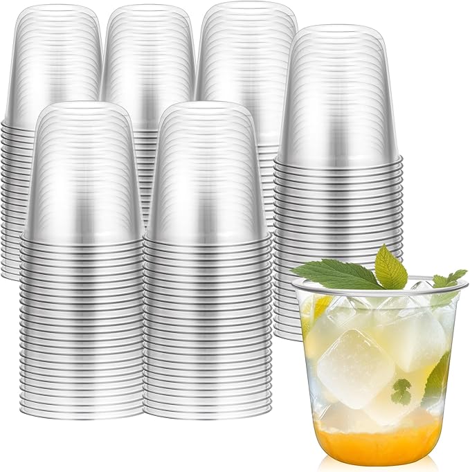 Disposable Stemless Glasses 12oz Crystal Plastic Cups Disposable Cold Party by RMERVE