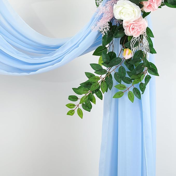 Wedding Arch Draping Fabric, 1 Panel 18FT Baby Blue Sheer Backdrop Curtain - Image 3