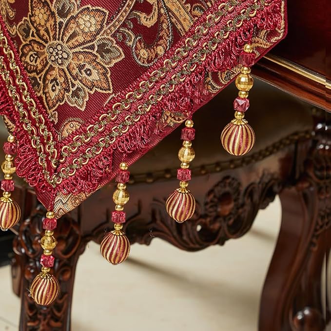 Luxury Vintage Table Runner 48 inches Long Embroidery Jacquard Fabric - Image 4