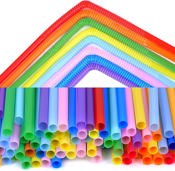 Tomnk 300pcs 10.3 Inches Disposable Flexible Bendy Drinking Straws Plastic - Image 4