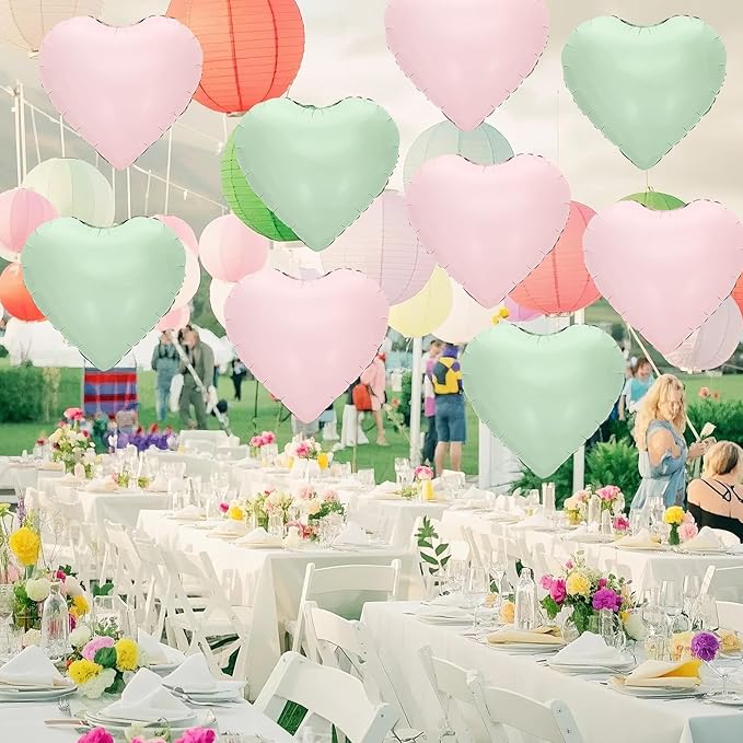 Pink Green Heart Balloons - Image 4