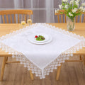 White lace Premium Square Farmhouse Tablecloth Waterproof OilProof SpillProof by BrekSdat