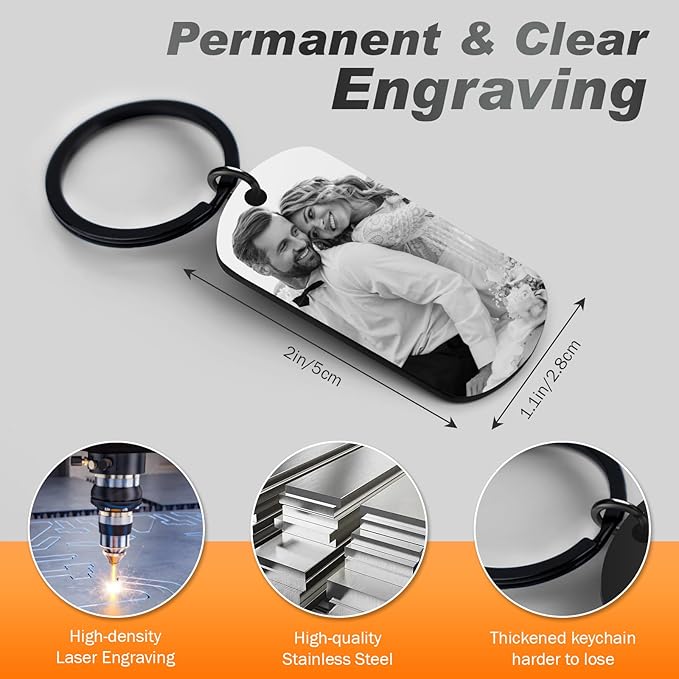 Custom Keychain with Picture, Personalized Photo Keychain with LOGO Text - Image 2