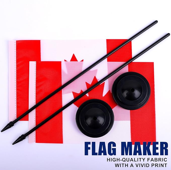 Canada Desk Flag 12" Solid Pole Deluxe Set Canadian Flags Banner Mini Small - Image 5