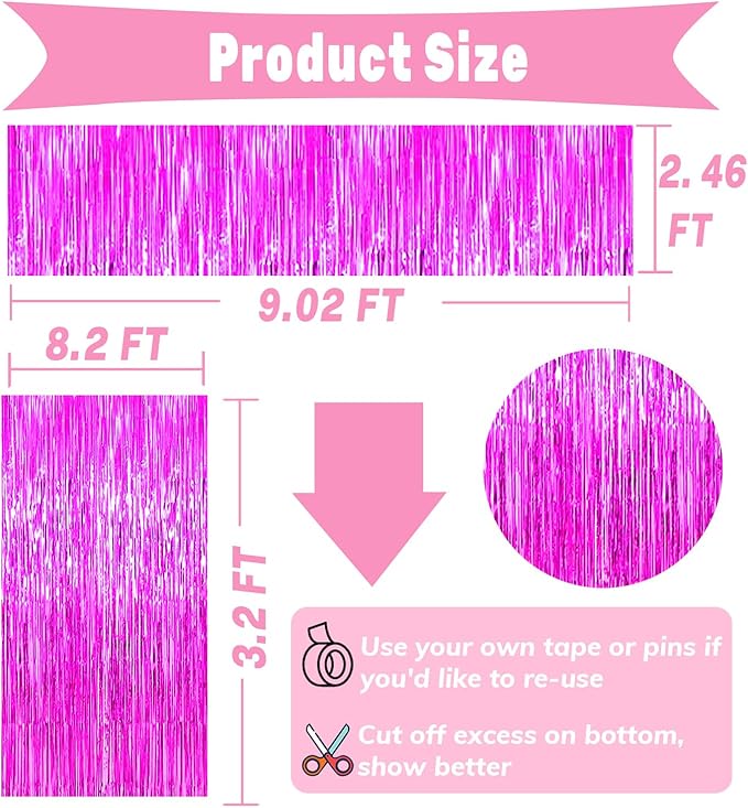 4P Metallic Foil Fringe Tinsel Table Skirts - Image 2