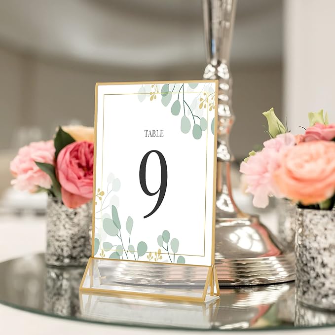 16 Pieces Gold Rimmed Clear Acrylic Table Sign Holders, Double Sided Frame - Image 4