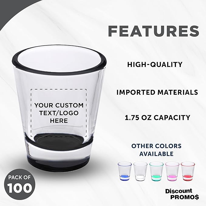 Custom Shot Glasses 1.75 oz. Set of 100, Personalized Bulk Pack - Image 2