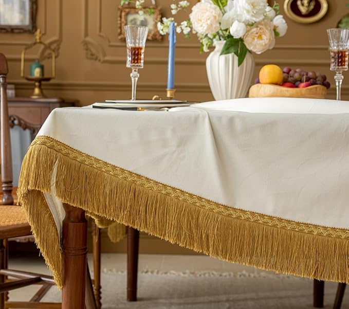 F-CHU White Tablecloth Thickset Velvet Tablecloth - Image 5
