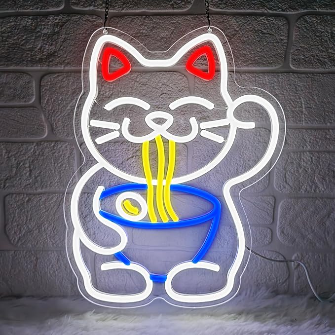 Lucky Cat Ramen Neon Sign, Neon Signs by YourVibeYourNeon