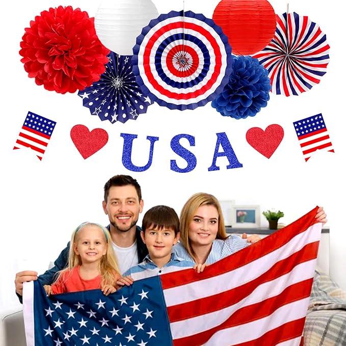 Red-White Blue Memorial-Day Patriotic Decorations - Image 5