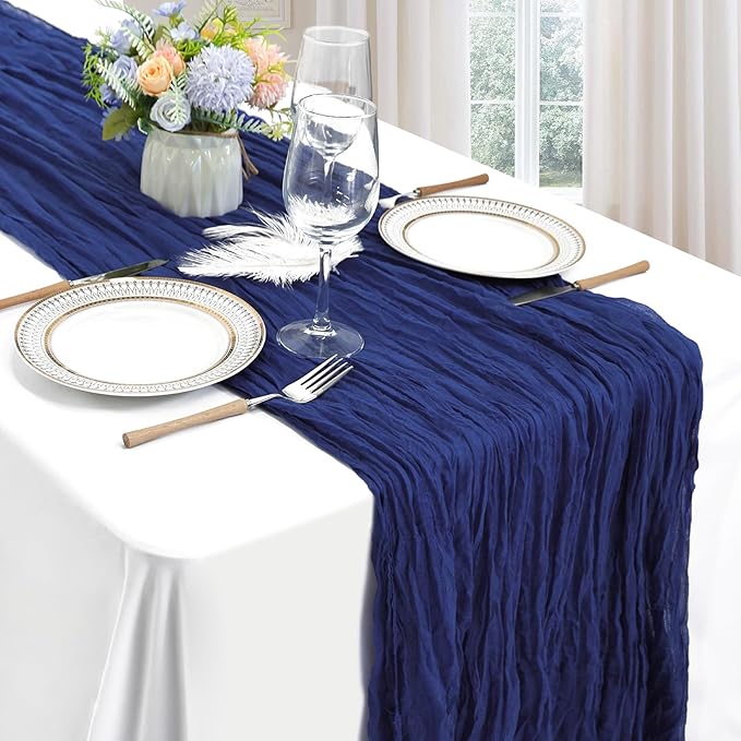 6 Pack Royal Blue Table Runner 10ft Boho Gauze Fabric Cheese Cloth Table Runner - Image 3