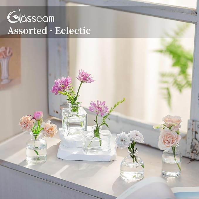 Glasseam Mini Bud Vases in Bulk 40: Clear Small Flower Vases - Image 5