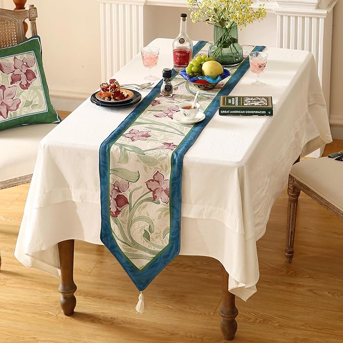patdrea Designer Elegant Bright Linen Table Runner 102 Inch Long, Mauve Iris - Image 2