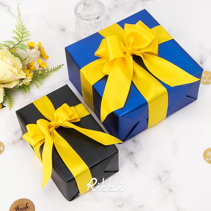 Ribbli Maize Yellow Double Faced Satin Ribbon, 1” x Continuous 25 Yards - Image 4