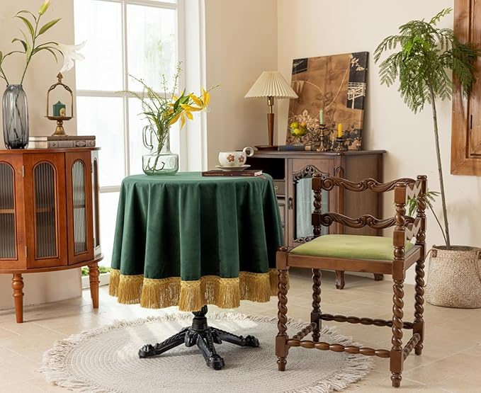 F-CHU Green Tablecloth Thickset Velvet Tablecloth - Image 5