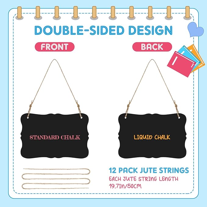 12 Pcs 4 x 6 Acrylic Chalkboard Hanging Sign - Image 3