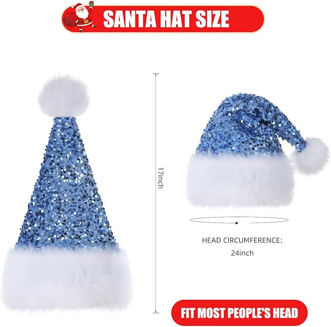 Personalized Sequin Santa Hat for Adults, Xmas Halloween New Year Holiday - Image 2