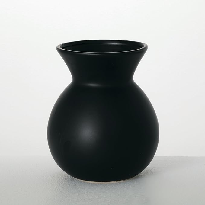 Sullivans Ceramic Black Matte Vase, Modern Home Decor, 8.25 inches, Living Room by Sullivans