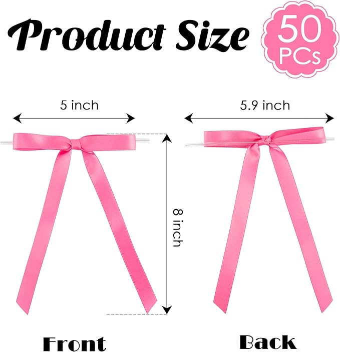 50 PCs Hot Pink Bow 5 Inch Long Tail Bows - Image 2