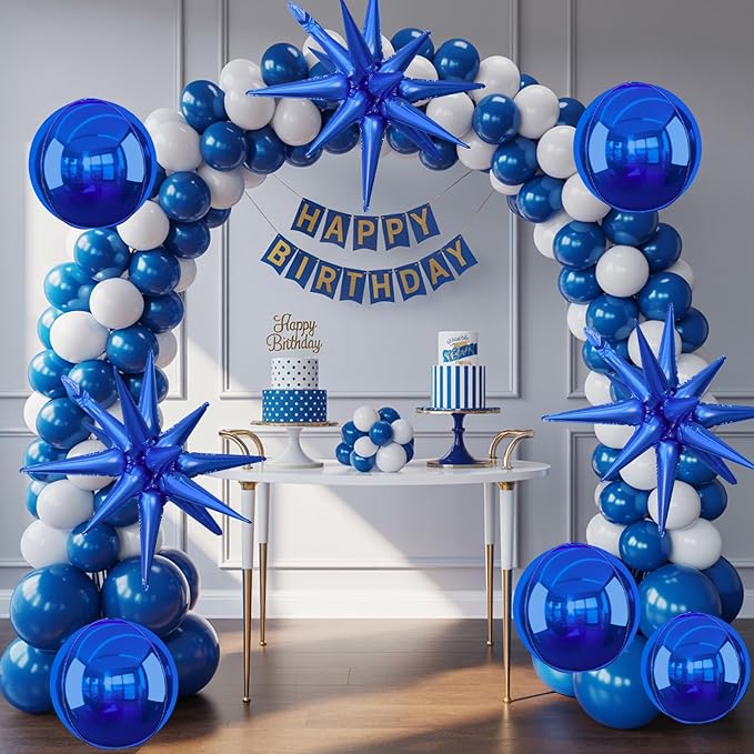 6Pcs Navy Blue Foil Balloons, 22Inch Royal Blue 4D Round Ball Balloon and - Image 3
