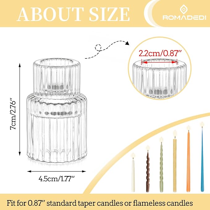 Romadedi Glass Candle Holder for Candlestick - Image 4