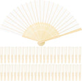 URATOT 48 Pieces White Folding Fans Silk Bamboo Folding Fans Handheld Fan by URATOT