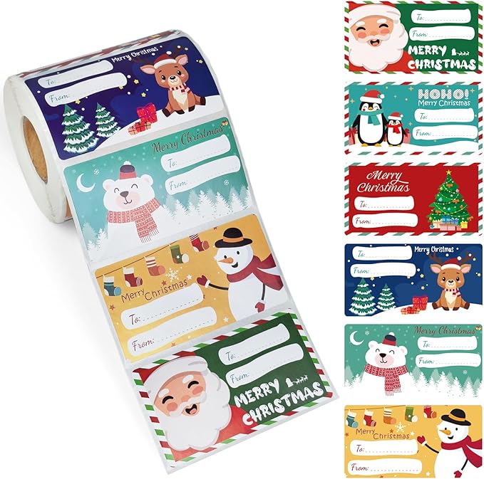 500 PCS Christmas Gift Tags, Self Adhesive Santa Claus Stickers, Festive by Unknown