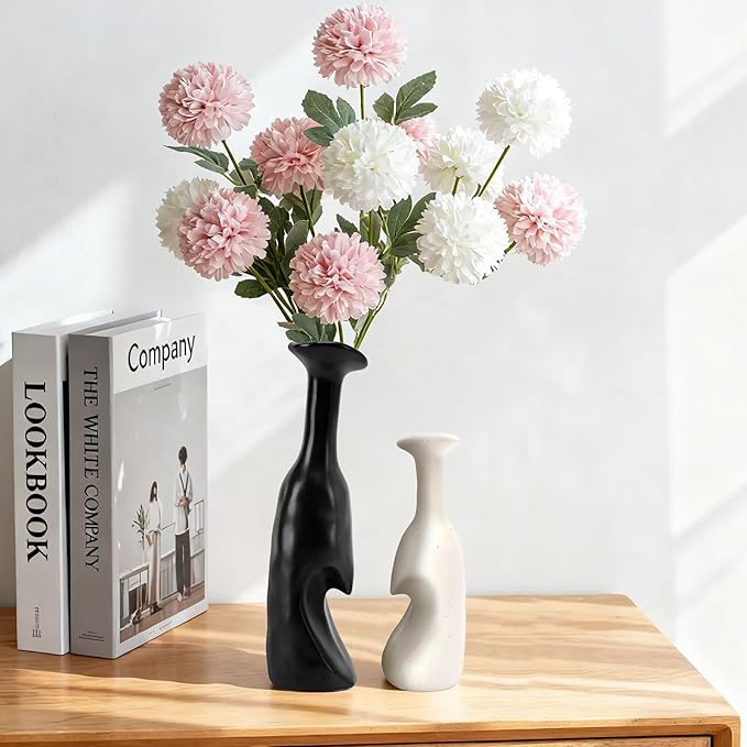 Heart Shaped Small Ceramic Vases Set of 2 Home Decor Boho Vase Modern Matte - Image 4