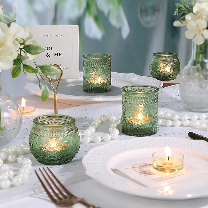 DARJEN 12Pcs Green Votive Candle Holders - Image 5