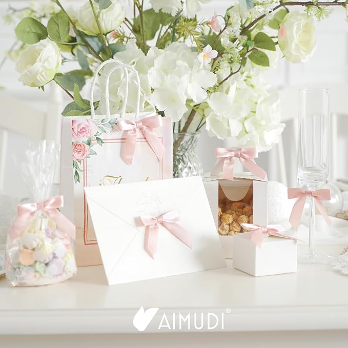 AIMUDI Small Rose Gold Bows 2.5" Pretied Satin Bows - Image 3