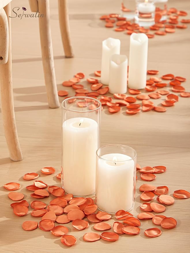 Serwalin 300Pcs Silk Rose Petals Fake Flower Petals Orange Artificial Rose - Image 7
