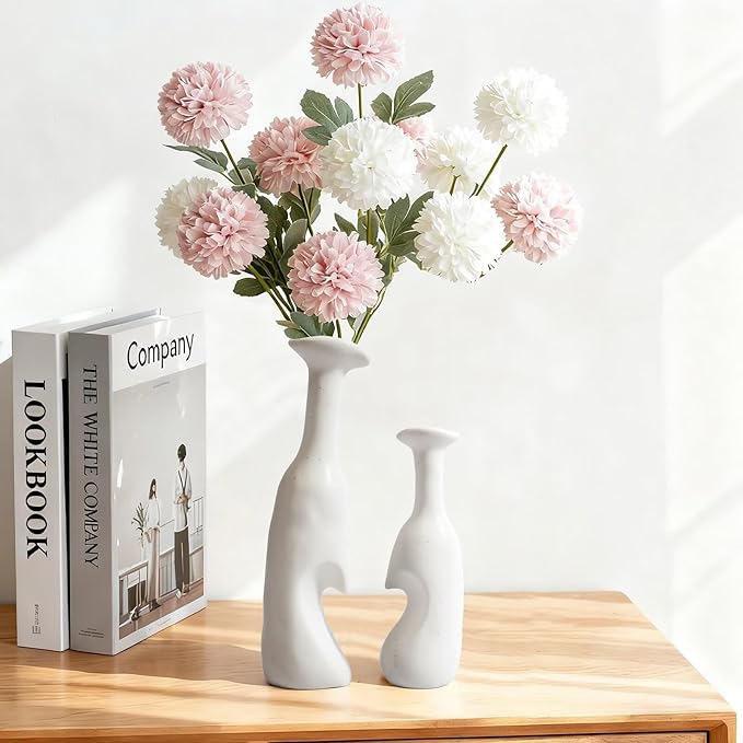 Heart Shaped Small Ceramic Vases Set of 2 Home Decor Boho Vase Modern Matte - Image 4