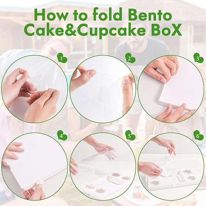 JCD 9 Pcs Clear Cupcake Boxes Combo, Cakes and Cupcakes Box 1+4 Bento Box Clear - Image 8