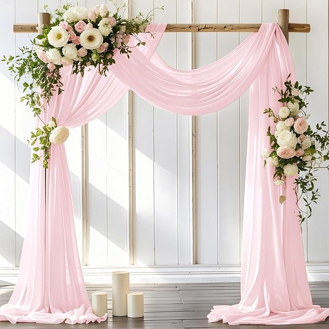 Wedding Arch Draping Fabric 1 Panel 30'' x 18FT Blushing Pink Sheer Chiffon by LINXTAR