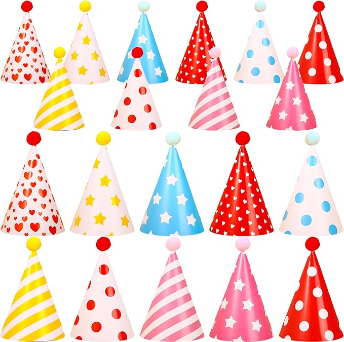 20 Pcs Birthday Party Cone Hats by Rcanedny