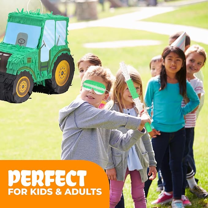 Tractor Pinata Bundle with a Blindfold and Bat, Kids Excavator Pinata - Image 6