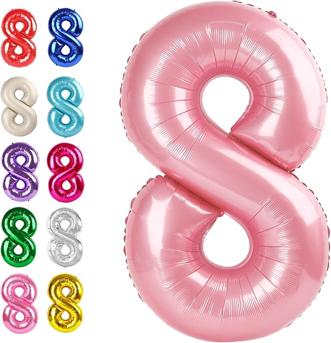 Helium Foil Pearlescent Pink Number 8 Balloon 40 Inch, Mylar Eight Numbers 8 18 by Upgesy