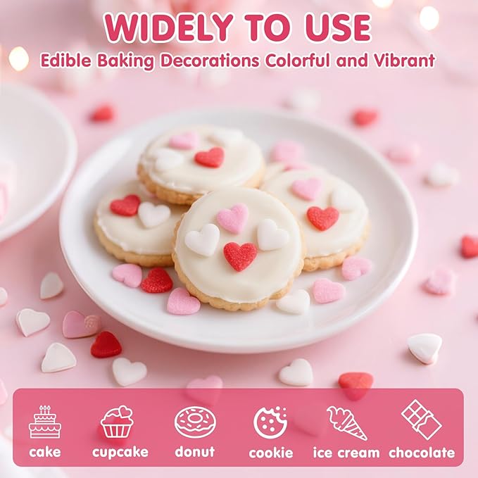Edible Heart Sprinkles, Sugar Sprinkles - Image 4