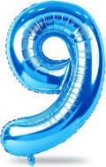 Blue Number 9 Balloons, 40 Inch 9th Birthday Foil Balloon by Lingqiang