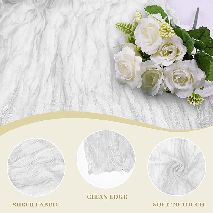 Le courant 6pcs 10Ft Cheesecloth Table Runner, Rustic Boho Gauze Cheese Cloth - Image 4