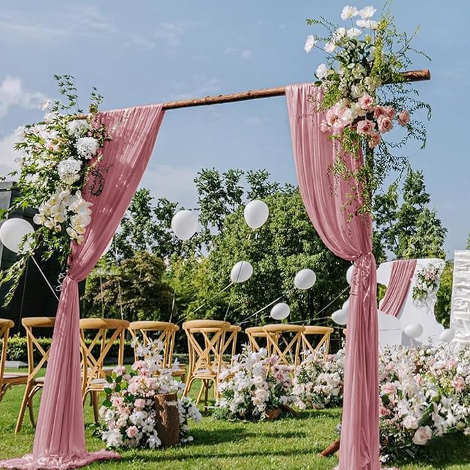 Dusty Rose Wedding Arch Draping Fabric 29" x 20 FT Wedding Drapes by DeZerlor