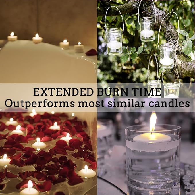 Unscented Floating Candles Set of 72, 2 Inch White Dripless Wax - Image 7