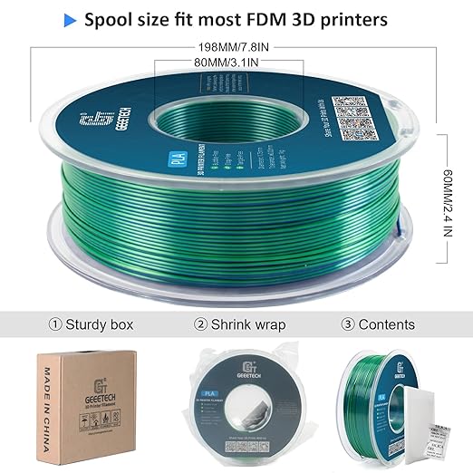 Geeetech 3D Printer Silk PLA Dual Color Filament, Metal-Like Shiny Silk - Image 4