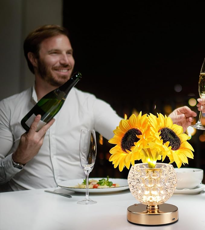 Sunflowers Lamp, Rechargeable Cordless Touch Table Lamp, 3-Colour Infinitely - Image 9
