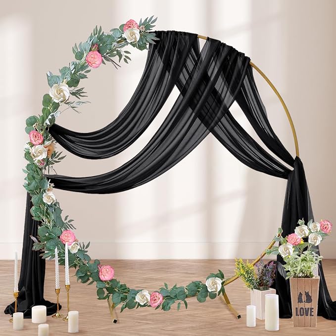 Black Wedding Arch Draping Fabric 29" x 20 FT Black Drapes - Image 3