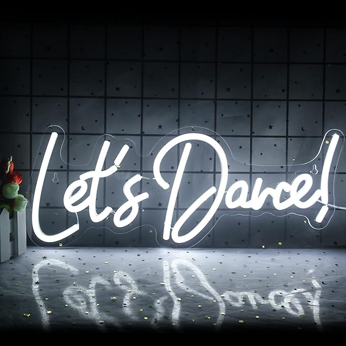 Let's Danced Neon Signs Let's Dance Neon Light Up Sign White Led Word Light by Wanxing