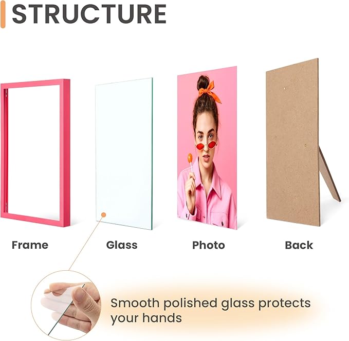 upsimples 5x7 Picture Frame Set of 3, Made of High Definition Glass - Image 2