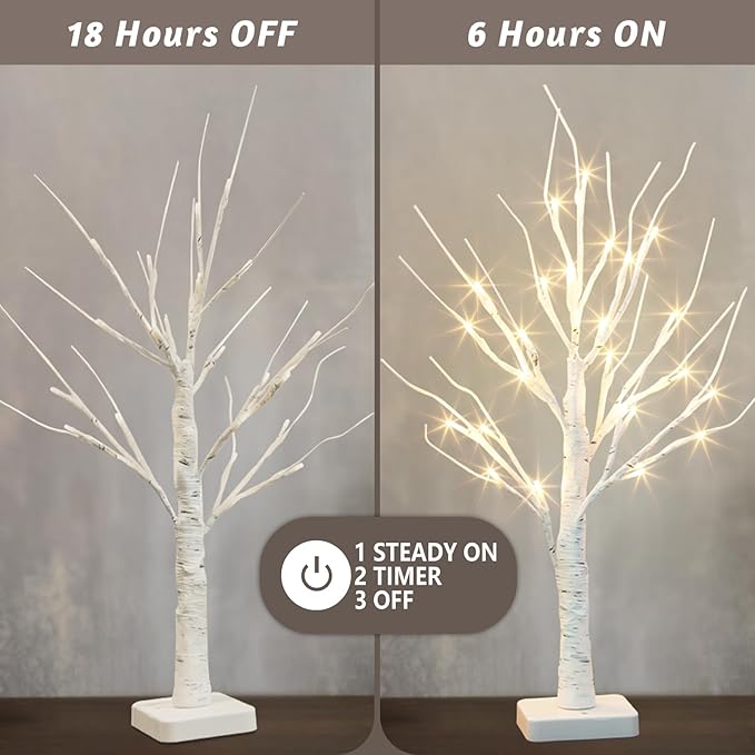Vanthylit Lighted Birch Tree Battery Powered Tabletop Tree Decorations - Image 3