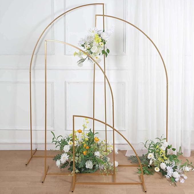 Tableclothsfactory Set of 4 | Gold Metal Wedding Arch Chiara Backdrop Stand by TABLECLOTHSFACTORY