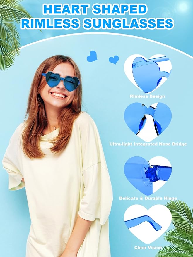 12 Pairs Heart Shaped Sunglasses - Image 4